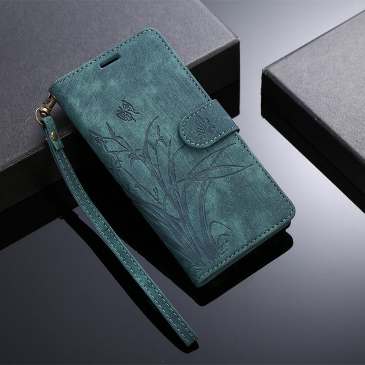 For Samsung Galaxy S8 Orchid Butterfly Embossed Leather Phone Case(Green) - Galaxy Phone Cases by PMC TechLife | Online Shopping South Africa | PMC TechLife