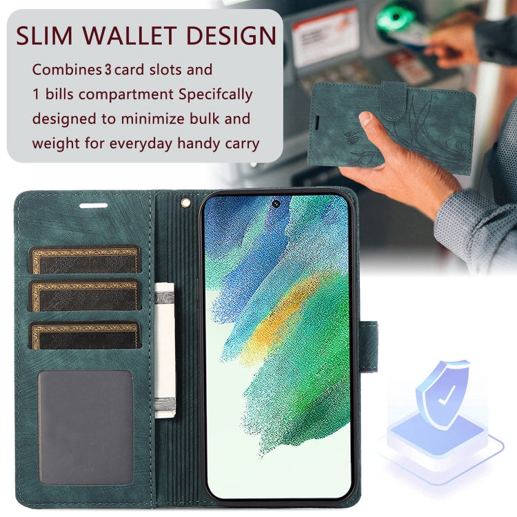 For Samsung Galaxy S8 Orchid Butterfly Embossed Leather Phone Case(Green) - Galaxy Phone Cases by PMC TechLife | Online Shopping South Africa | PMC TechLife