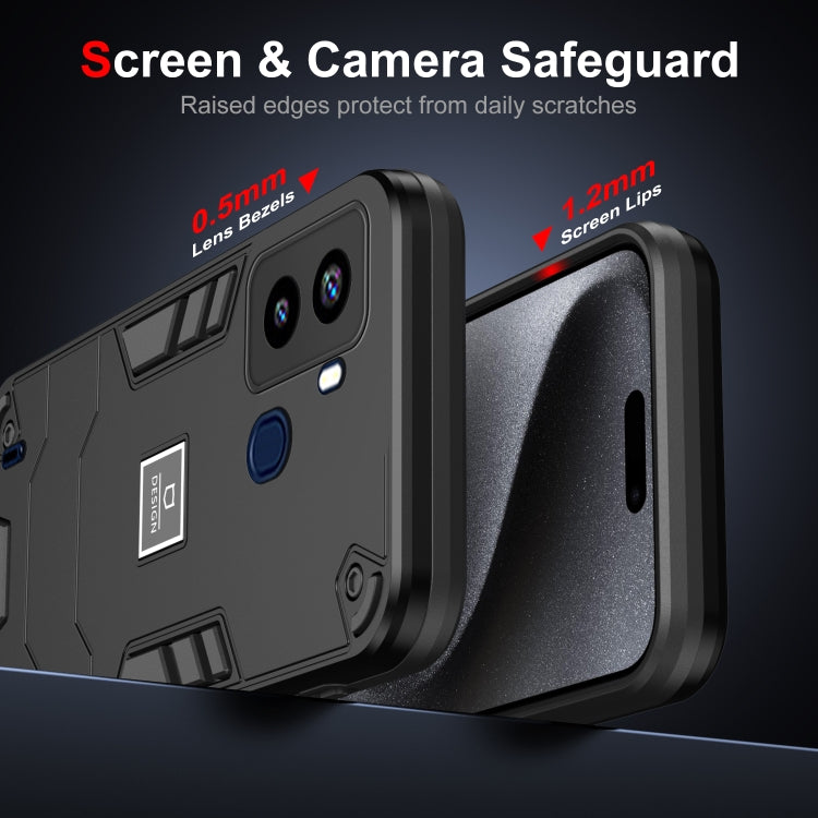 For Tecno Pop 6 2 in 1 Shockproof Phone Case(Black) - Tecno Cases by PMC TechLife | Online Shopping South Africa | PMC TechLife | Buy Now Pay Later Mobicred