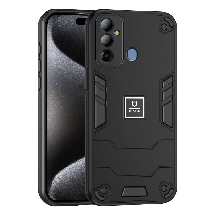 For Tecno Pop 6 Go 2 in 1 Shockproof Phone Case(Black) - Tecno Cases by PMC TechLife | Online Shopping South Africa | PMC TechLife | Buy Now Pay Later Mobicred