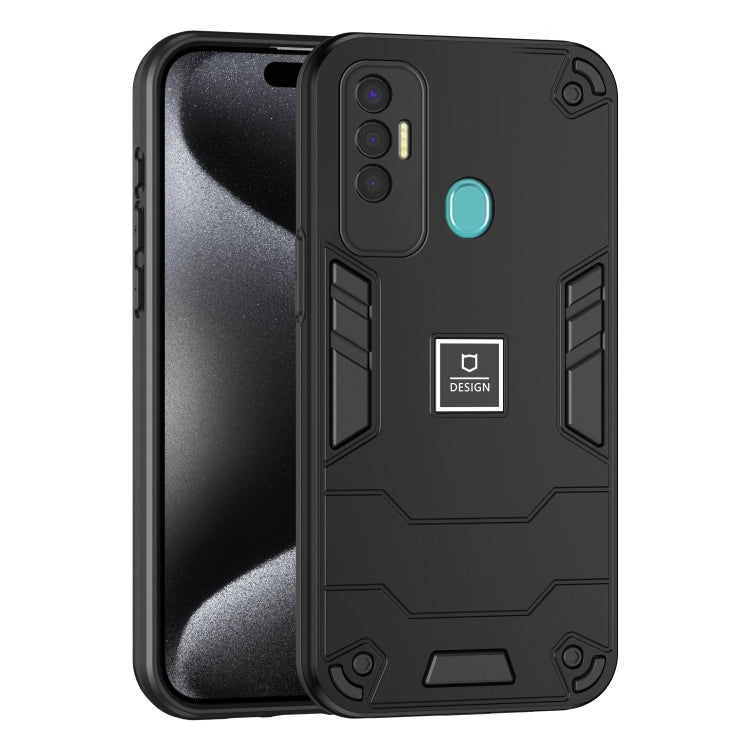 For Tecno Spark 7P 2 in 1 Shockproof Phone Case(Black) - Tecno Cases by PMC TechLife | Online Shopping South Africa | PMC TechLife | Buy Now Pay Later Mobicred