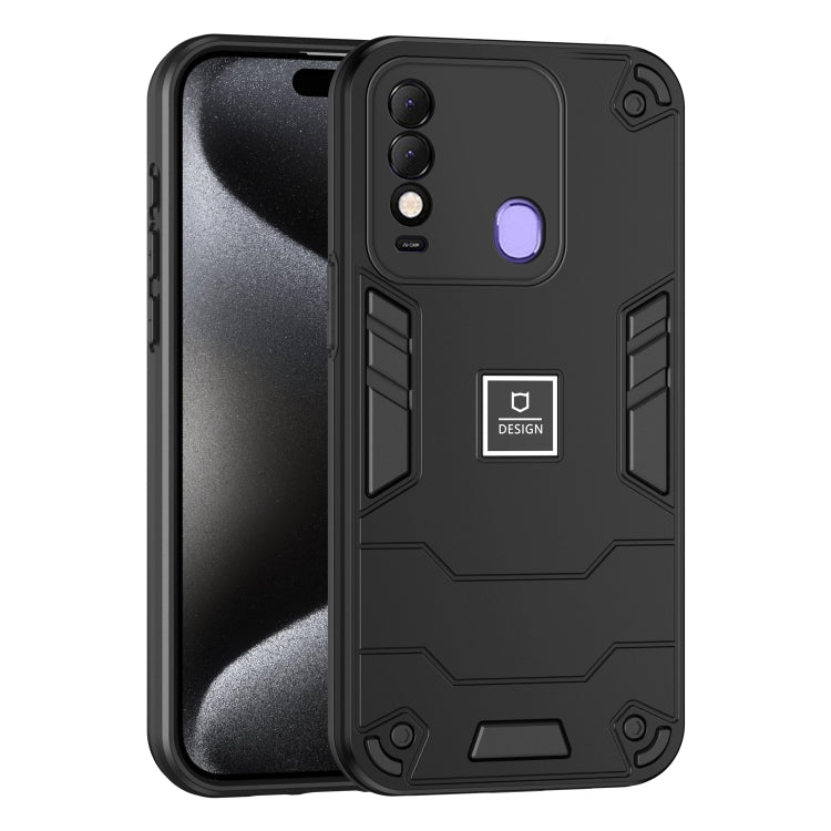 For Tecno Spark 8 2 in 1 Shockproof Phone Case(Black) - Tecno Cases by PMC TechLife | Online Shopping South Africa | PMC TechLife | Buy Now Pay Later Mobicred
