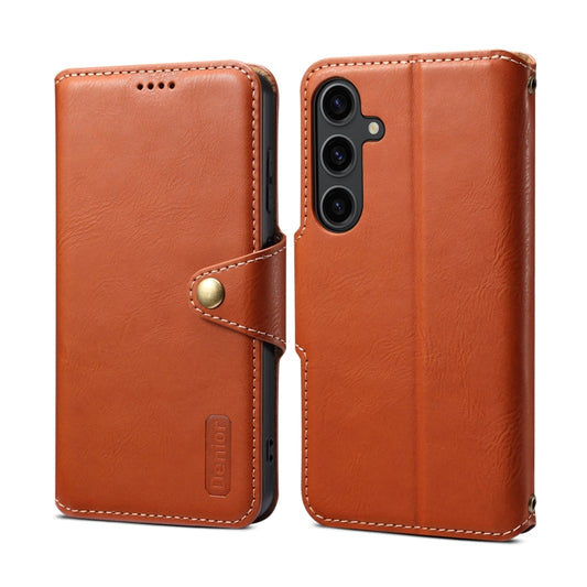 For Samsung Galaxy S24 5G Denior Cowhide Texture Wallet Style Leather Phone Case(Brown) - Galaxy S24 5G Cases by Denior | Online Shopping South Africa | PMC Jewellery | Buy Now Pay Later Mobicred