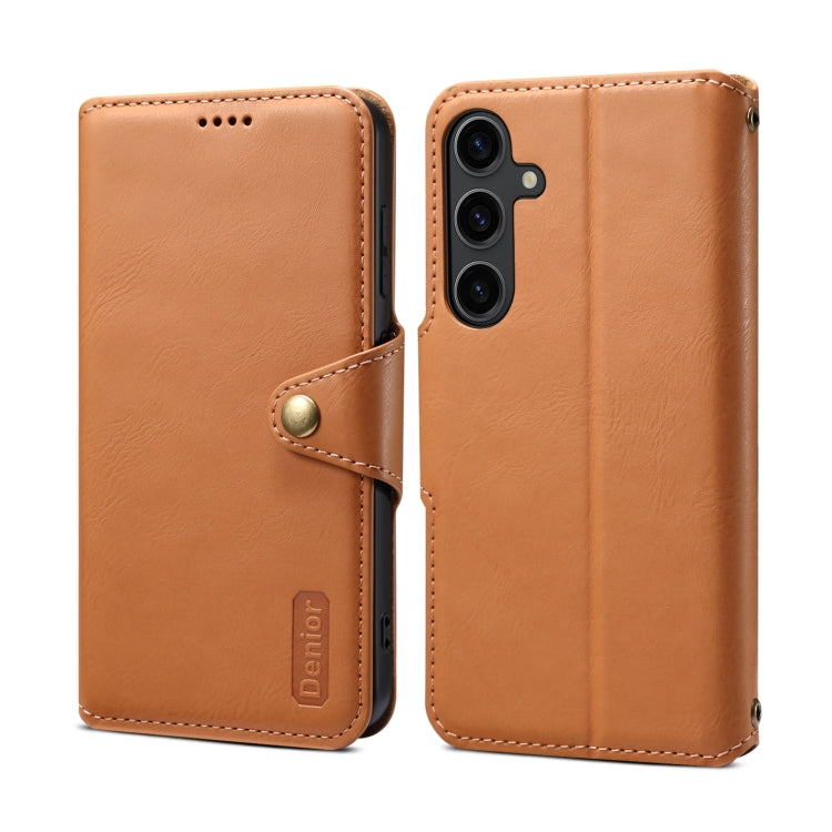 For Samsung Galaxy S24 5G Denior Cowhide Texture Wallet Style Leather Phone Case(Khaki) - Galaxy S24 5G Cases by Denior | Online Shopping South Africa | PMC Jewellery | Buy Now Pay Later Mobicred