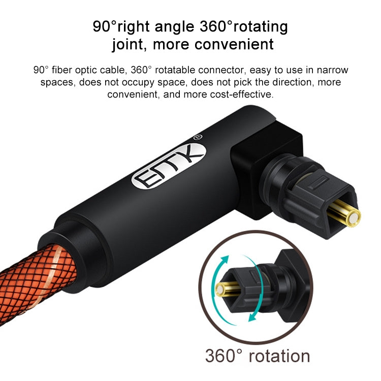 EMK 90 Degree Swivel Adjustable Right Angled 360 Degrees Rotatable Plug Nylon Woven Mesh Optical Audio Cable, Cable Length:3m(Orange) - free shipping - PMC Jewellery - Order now!