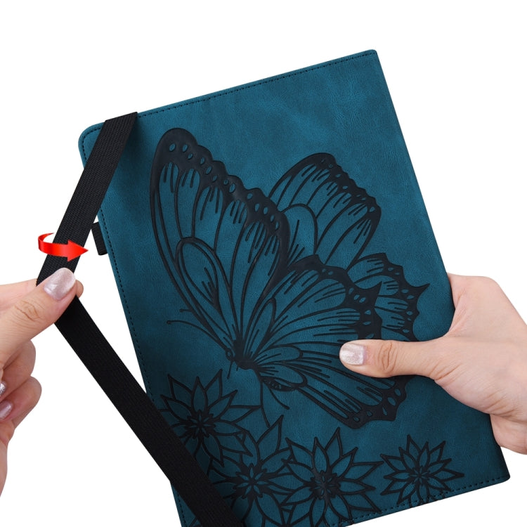 For iPad Pro 12.9 2022 / Air 13 2024 / 2025 Big Butterfly Embossed Leather Tablet Case(Blue) - iPad Pro 12.9 (2022/2021) Cases by PMC TechLife | Online Shopping South Africa | PMC TechLife | Buy Now Pay Later Mobicred