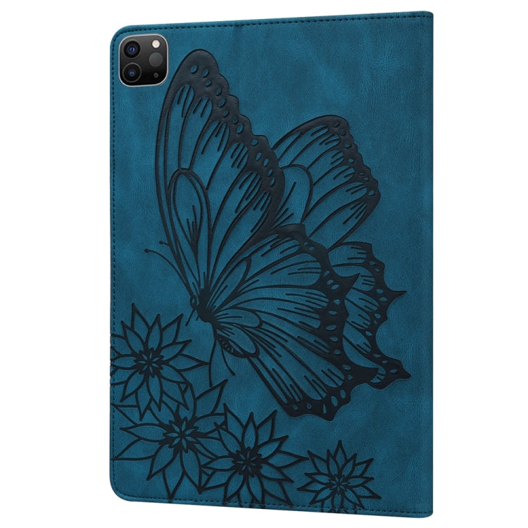 For iPad Pro 13 2024 Big Butterfly Embossed Leather Tablet Case(Blue) - iPad Pro 13 2024 Cases by PMC TechLife | Online Shopping South Africa | PMC TechLife | Buy Now Pay Later Mobicred