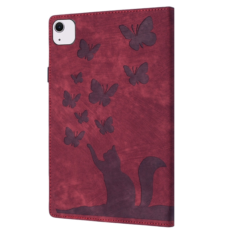 For iPad Air 11 2024 / Air 11 2025 Butterfly Cat Embossing Leather Tablet Case(Red) - iPad Air 11 2025 / 2024 Cases by PMC TechLife | Online Shopping South Africa | PMC TechLife | Buy Now Pay Later Mobicred