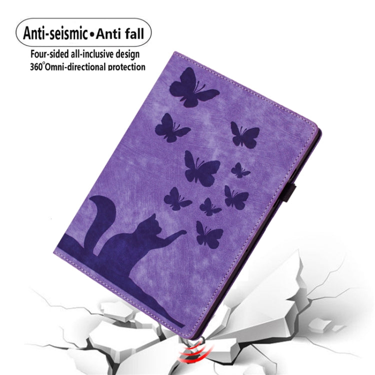 For iPad Pro 11 2024 Butterfly Cat Embossing Leather Tablet Case(Purple) - iPad Pro 11 2024 Cases by PMC TechLife | Online Shopping South Africa | PMC TechLife | Buy Now Pay Later Mobicred