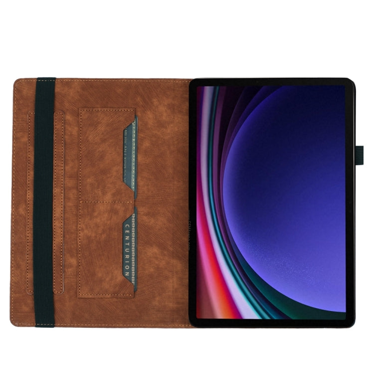 For Samsung Galaxy Tab S9 Ultra / S8 Ultra Butterfly Cat Embossing Leather Tablet Case(Brown) - Galaxy Tab S9 Ultra Cases by PMC Jewellery | Online Shopping South Africa | PMC Jewellery | Buy Now Pay Later Mobicred