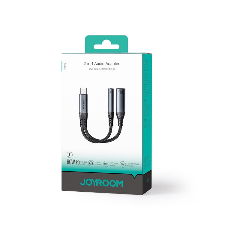 JOYROOM SY-C02 2 in 1 USB-C/Type-C to 3.5mm+USB-C/Type-C Audio Adapter Cable(Black) - Type-C Adapter by JOYROOM | Online Shopping South Africa | PMC Jewellery