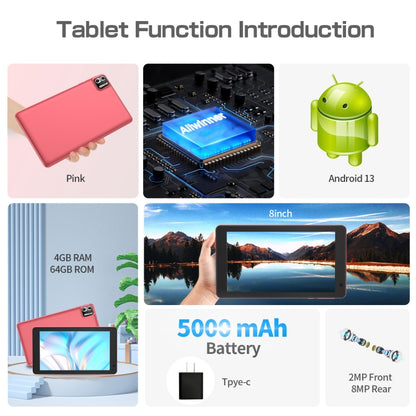 Pritom B8 WiFi Tablet PC 8 inch,  4GB+64GB, Android 13 Allwinner A523 Octa Core CPU Support Google Play(Pink) - Other by PRITOM | Online Shopping South Africa | PMC Jewellery