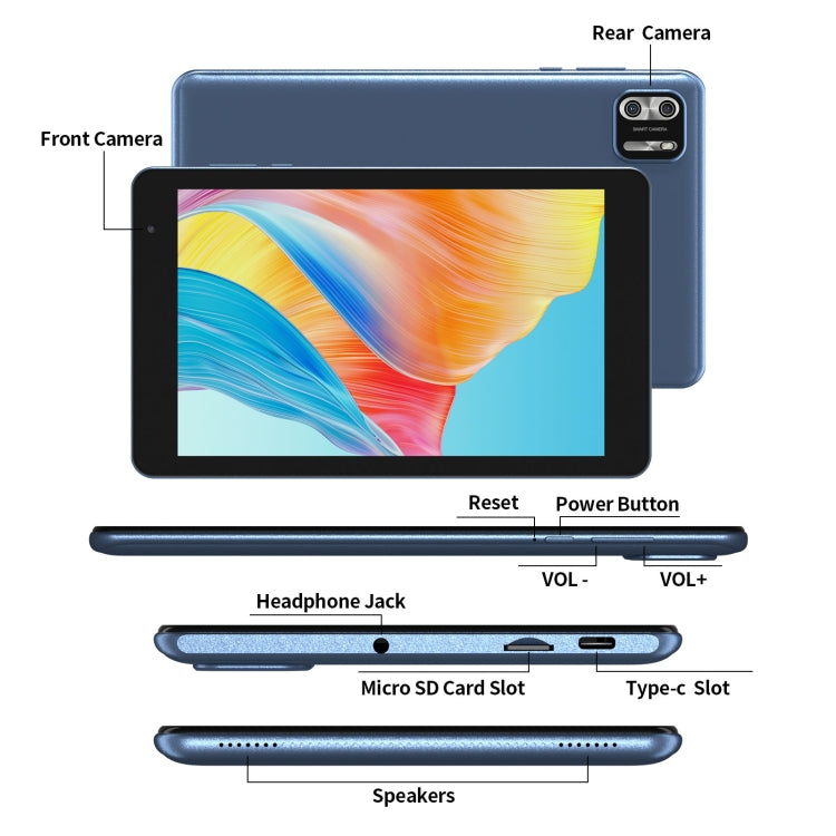 Pritom B8 WiFi Tablet PC 8 inch,  4GB+64GB, Android 13 Allwinner A523 Octa Core CPU Support Google Play(Blue) - Other by PRITOM | Online Shopping South Africa | PMC Jewellery | Buy Now Pay Later Mobicred