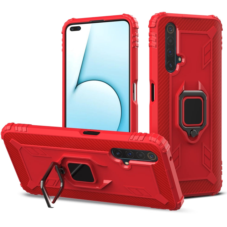 For OPPO Realme X50 & Realme X3 Carbon Fiber Protective Case with 360 Degree Rotating Ring Holder(Red) - Realme Cases by PMC Jewellery | Online Shopping South Africa | PMC Jewellery | Buy Now Pay Later Mobicred