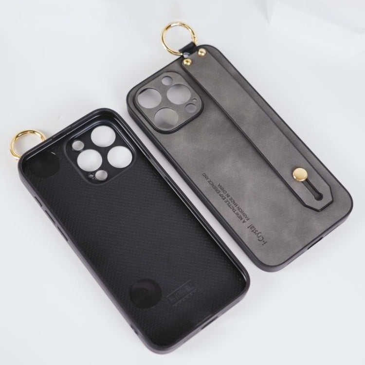 For iPhone 15 Lambskin Wristband Holder Phone Case(Green) - iPhone 15 Cases by PMC TechLife | Online Shopping South Africa | PMC TechLife