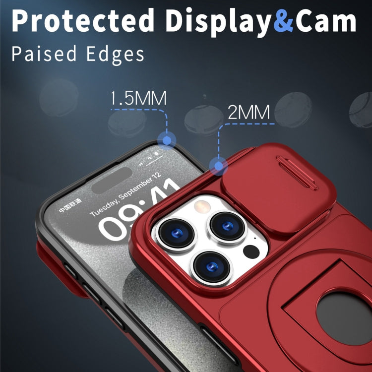 For iPhone 15 Pro Camshield MagSafe Ring Holder Armor Phone Case(Red) - More iPhone Cases by PMC Jewellery | Online Shopping South Africa | PMC Jewellery