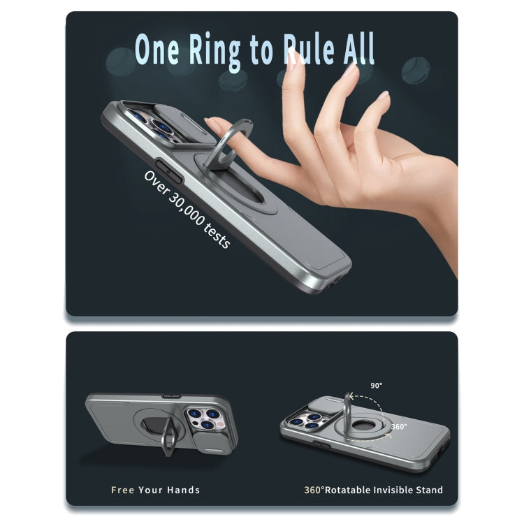 For iPhone 15 Plus Camshield MagSafe Ring Holder Armor Phone Case(Titanium Grey) - iPhone 15 Plus Cases by PMC TechLife | Online Shopping South Africa | PMC TechLife