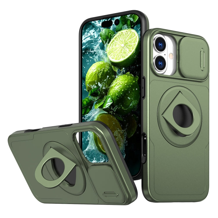 For iPhone 16 Camshield MagSafe Ring Holder Armor Phone Case(Olive Green) - iPhone 16 Cases by PMC TechLife | Online Shopping South Africa | PMC TechLife | Buy Now Pay Later Mobicred