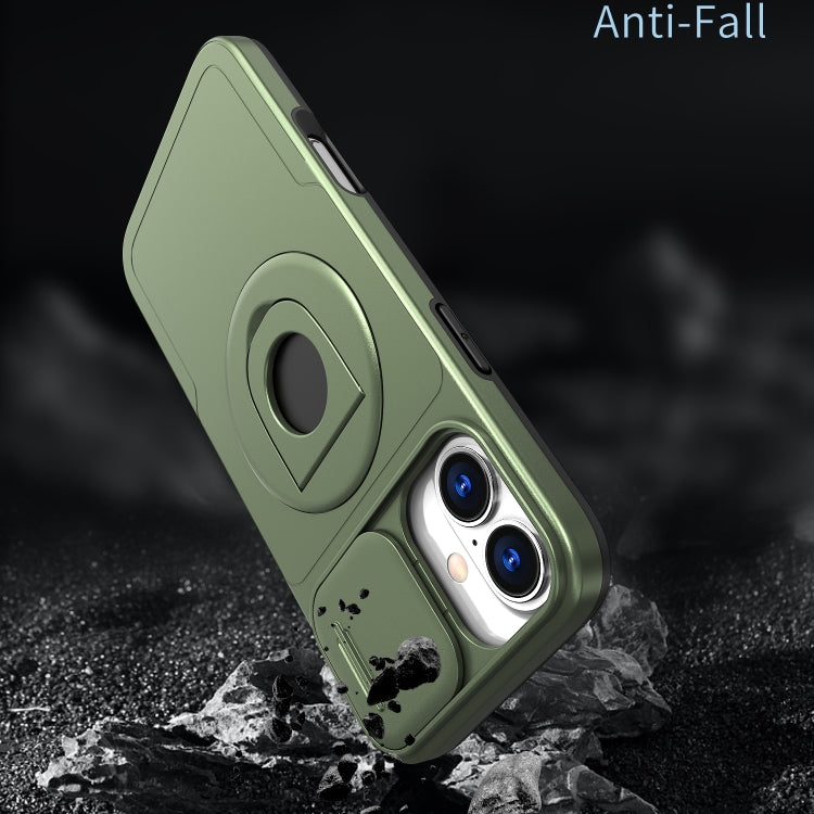For iPhone 16 Camshield MagSafe Ring Holder Armor Phone Case(Olive Green) - iPhone 16 Cases by PMC TechLife | Online Shopping South Africa | PMC TechLife | Buy Now Pay Later Mobicred