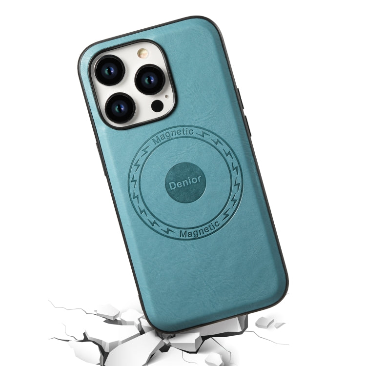 For iPhone 15 Plus Denior Cowhide Texture Leather MagSafe Phone Case(Blue) - free shipping - PMC TechLife - Order now!