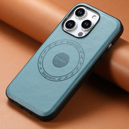 For iPhone 15 Denior Cowhide Texture Leather MagSafe Phone Case(Blue) - iPhone 15 Cases by Denior | Online Shopping South Africa | PMC Jewellery