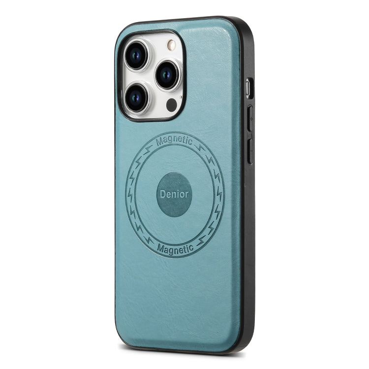 For iPhone 15 Denior Cowhide Texture Leather MagSafe Phone Case(Blue) - free shipping - PMC TechLife - Order now!