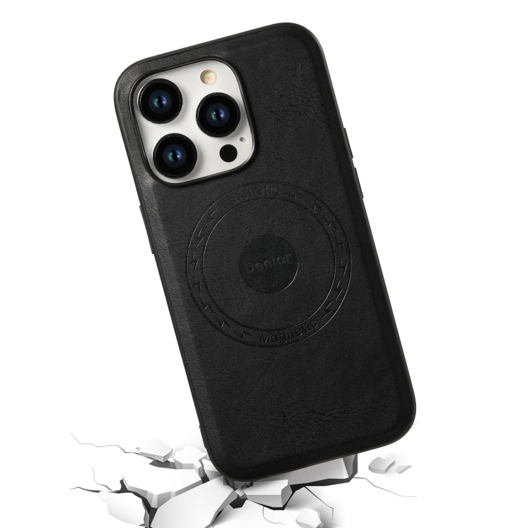 For iPhone 14/13 Denior Cowhide Texture Leather MagSafe Phone Case(Black) - free shipping - PMC TechLife - Order now!