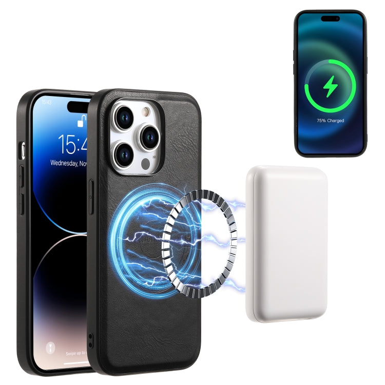 For iPhone 14/13 Denior Cowhide Texture Leather MagSafe Phone Case(Black) - free shipping - PMC TechLife - Order now!