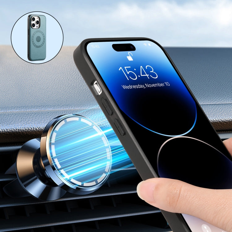 For iPhone 12/12 Pro Denior Cowhide Texture Leather MagSafe Phone Case(Blue) - free shipping - PMC TechLife - Order now!