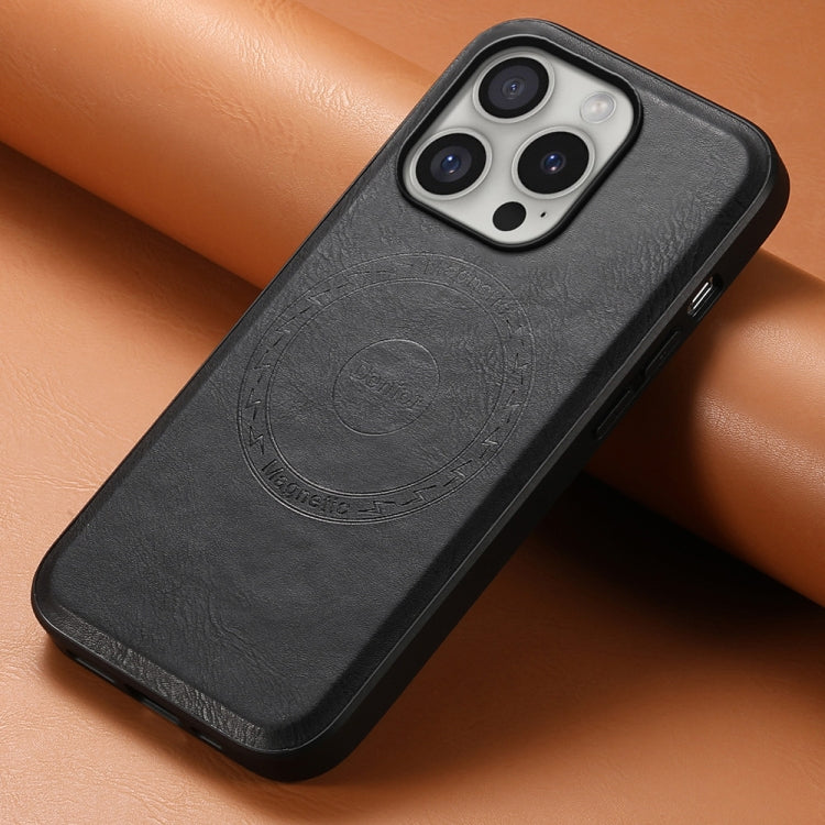 For iPhone 16 Pro Denior Cowhide Texture Leather MagSafe Phone Case(Black) - iPhone 16 Pro Cases by Denior | Online Shopping South Africa | PMC Jewellery | Buy Now Pay Later Mobicred