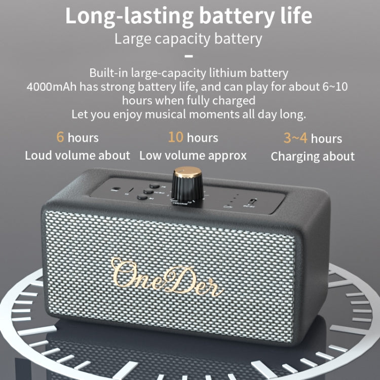 Oneder D3 Retro Leather Casing 30W Dual Units Wireless Bluetooth Speaker(Black) - free shipping - PMC Jewellery - Order now!