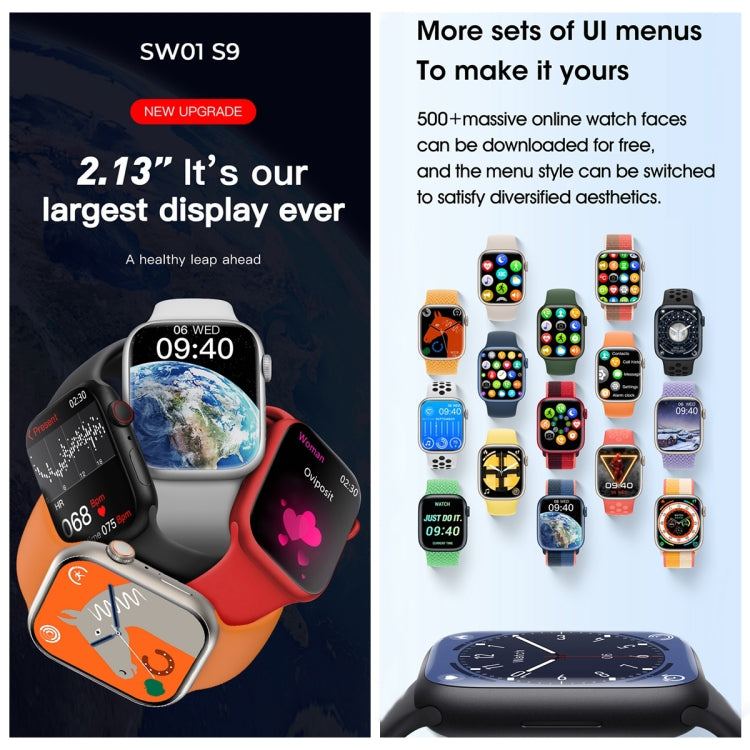 WIWU SW01 S9 2.1 inch IPS Screen IP68 Waterproof Bluetooth Smart Watch(Black) - Smart Watches by WIWU | Online Shopping South Africa | PMC Jewellery | Buy Now Pay Later Mobicred