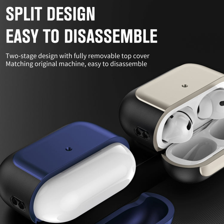 For AirPods 3 Electroplated Leather Texture Wireless Earphones Protective Case(Black) - For AirPods 3 by PMC Jewellery | Online Shopping South Africa | PMC Jewellery | Buy Now Pay Later Mobicred