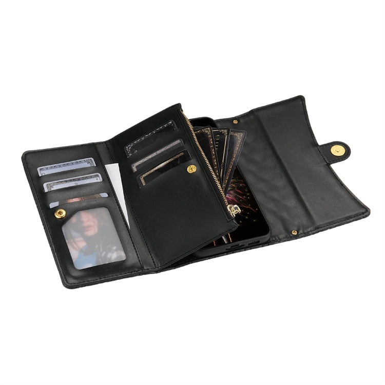 For Google Pixel 6 Pro Zipper Multi-Card Wallet Rhombic Leather Phone Case(Black) - Google Cases by PMC TechLife | Online Shopping South Africa | PMC TechLife | Buy Now Pay Later Mobicred