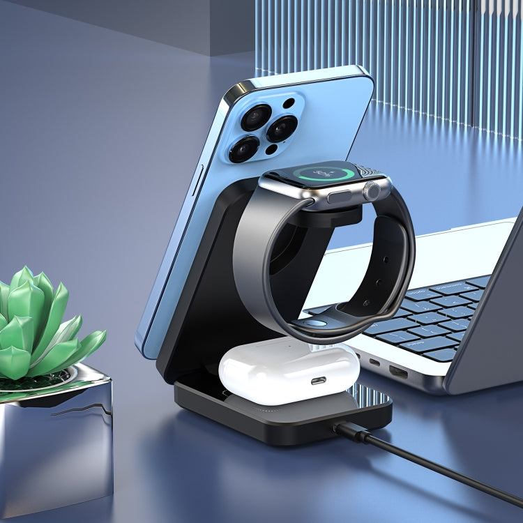 DUZZONA W17 15W 3 in 1 Foldable Magnetic Wireless Charger Stand - Wireless Charger by DUZZONA | Online Shopping South Africa | PMC Jewellery | Buy Now Pay Later Mobicred