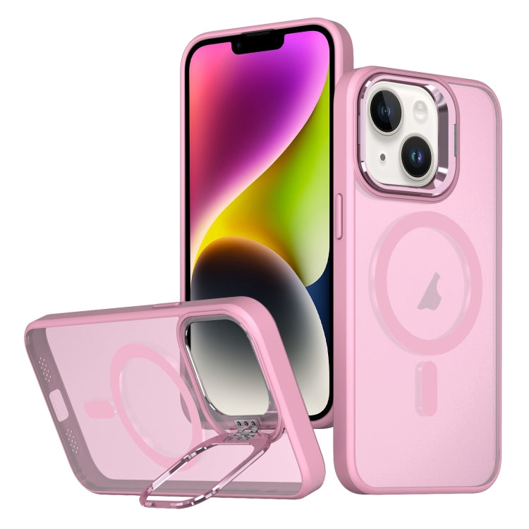 For iPhone 14 Plus Metal Invisible Camera Holder MagSafe Magnetic Phone Case(Pink) - iPhone 14 Plus Cases by PMC Jewellery | Online Shopping South Africa | PMC Jewellery