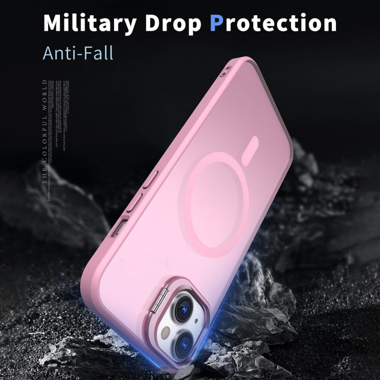 For iPhone 14 Plus Metal Invisible Camera Holder MagSafe Magnetic Phone Case(Pink) - iPhone 14 Plus Cases by PMC TechLife | Online Shopping South Africa | PMC TechLife