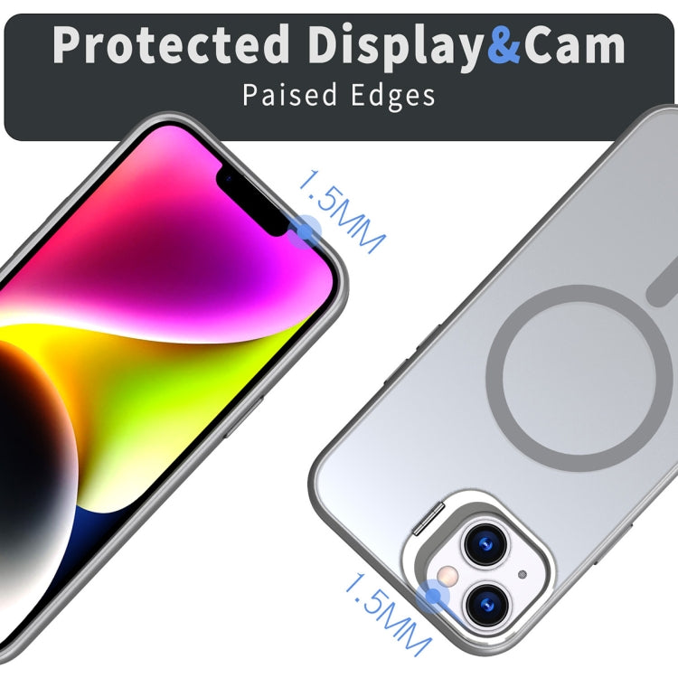 For iPhone 14 Metal Invisible Camera Holder MagSafe Magnetic Phone Case(Grey) - iPhone 14 Cases by PMC TechLife | Online Shopping South Africa | PMC TechLife