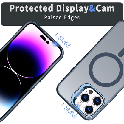 For iPhone 13 Pro Max Metal Invisible Camera Holder MagSafe Magnetic Phone Case(Blue) - iPhone 13 Pro Max Cases by PMC Jewellery | Online Shopping South Africa | PMC Jewellery