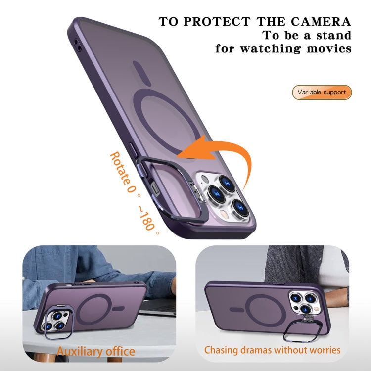 For iPhone 12 Pro Max Metal Invisible Camera Holder MagSafe Magnetic Phone Case(Purple) - iPhone 12 Pro Max Cases by PMC Jewellery | Online Shopping South Africa | PMC Jewellery