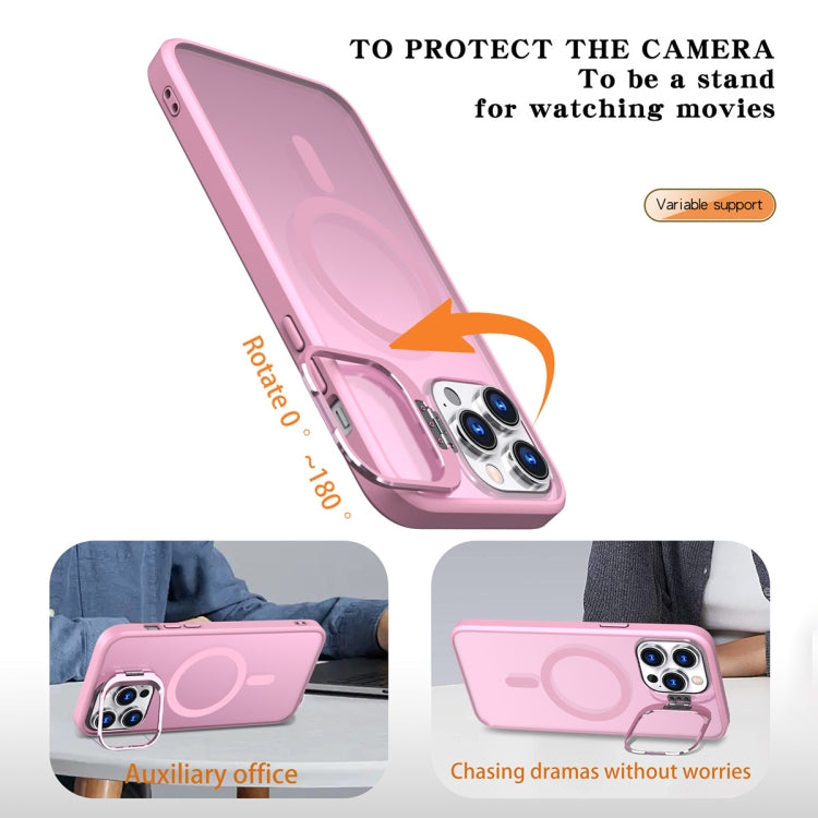 For iPhone 11 Pro Max Metal Invisible Camera Holder MagSafe Magnetic Phone Case(Pink) - iPhone 11 Pro Max Cases by PMC TechLife | Online Shopping South Africa | PMC TechLife