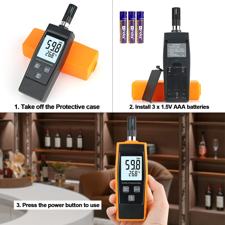 RZ852 Digital Temperature and Humidity Meter(Orange) - Thermostat & Thermometer by PMC TechLife | Online Shopping South Africa | PMC TechLife