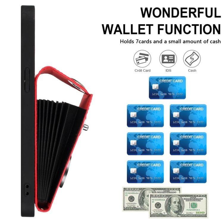 For iPhone 16 Organ Card Bag Ring Holder Phone Case with Long Lanyard(Red) - iPhone 16 Cases by PMC TechLife | Online Shopping South Africa | PMC TechLife | Buy Now Pay Later Mobicred