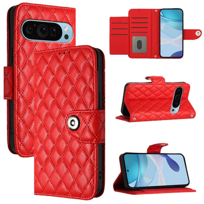 For Google Pixel 9 Pro XL Rhombic Texture Flip Leather Phone Case with Lanyard(Red) - Google Cases by PMC Jewellery | Online Shopping South Africa | PMC Jewellery | Buy Now Pay Later Mobicred