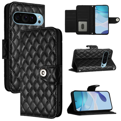 For Google Pixel 9 Pro XL Rhombic Texture Flip Leather Phone Case with Lanyard(Black) - Google Cases by PMC Jewellery | Online Shopping South Africa | PMC Jewellery | Buy Now Pay Later Mobicred