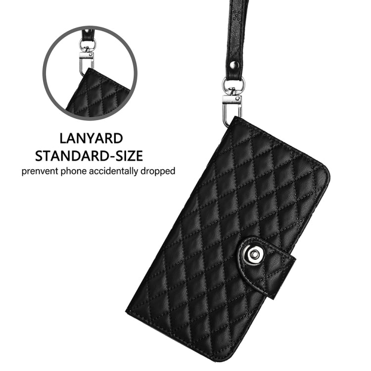 For Google Pixel 9 Pro XL Rhombic Texture Flip Leather Phone Case with Lanyard(Black) - Google Cases by PMC Jewellery | Online Shopping South Africa | PMC Jewellery | Buy Now Pay Later Mobicred