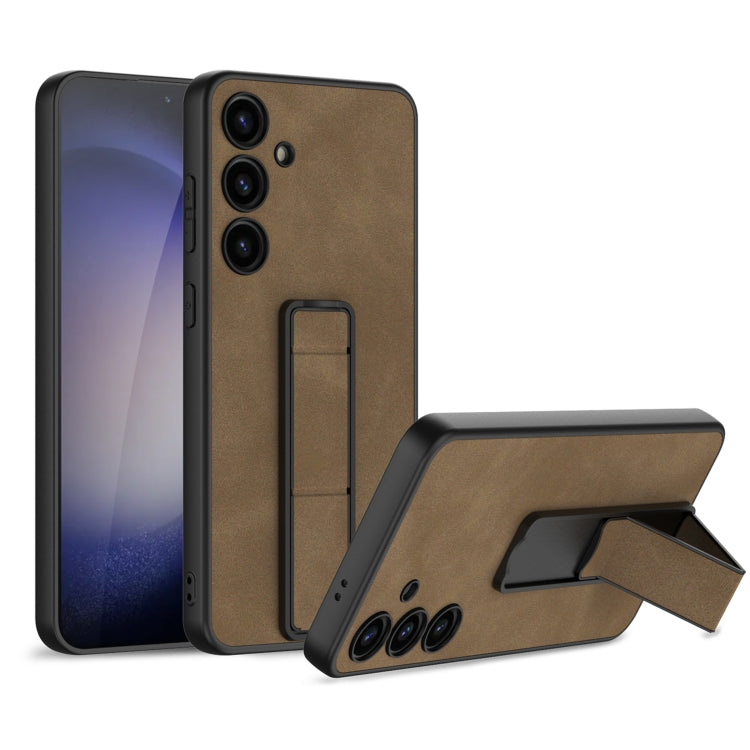 For Samsung Galaxy S24+ 5G GKK Skin Feel Frosted Leather Fold Holder Phone Case(Brown) - Galaxy S24+ 5G Cases by GKK | Online Shopping South Africa | PMC Jewellery | Buy Now Pay Later Mobicred