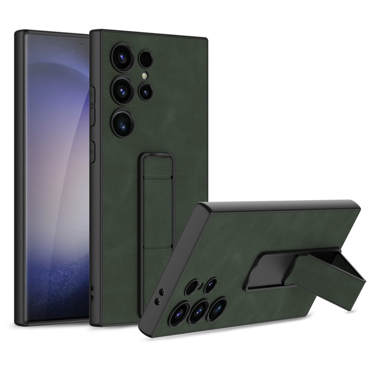 For Samsung Galaxy S24 Ultra 5G GKK Skin Feel Frosted Leather Fold Holder Phone Case(Green) - Galaxy S24 Ultra 5G Cases by GKK | Online Shopping South Africa | PMC Jewellery | Buy Now Pay Later Mobicred