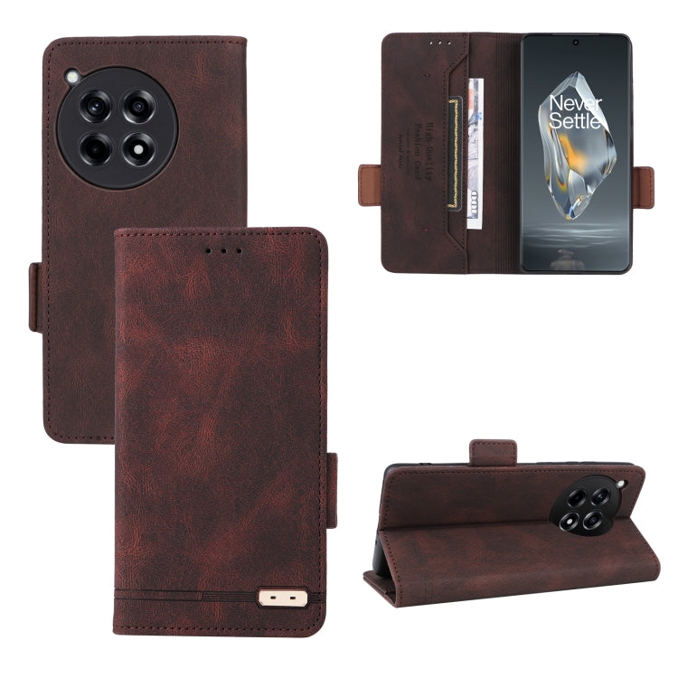 For OnePlus Ace 3 5G Magnetic Clasp Leather Phone Case(Brown) - OnePlus Cases by PMC TechLife | Online Shopping South Africa | PMC TechLife | Buy Now Pay Later Mobicred