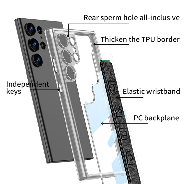 For Samsung Galaxy S24 Ultra 5G GKK Space Frame Transparent PC + TPU Phone Case with Wrist Strap(Green) - Galaxy S24 Ultra 5G Cases by GKK | Online Shopping South Africa | PMC Jewellery | Buy Now Pay Later Mobicred